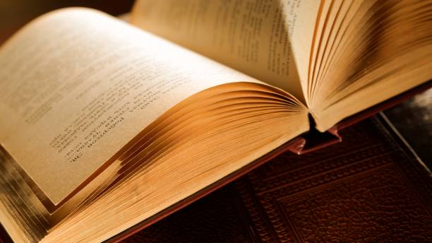 istock Old vintage book close-up  in dramatic light 1059663760