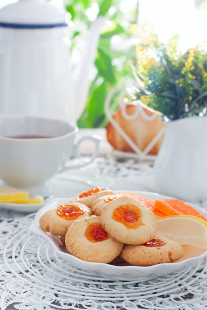 istock Homemade cookies with apricot jam, selective focus 1059663764