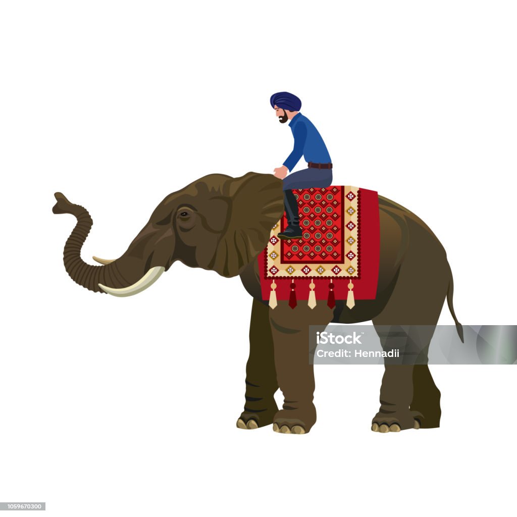 Man Riding Elephant Stock Illustration - Download Image Now ...