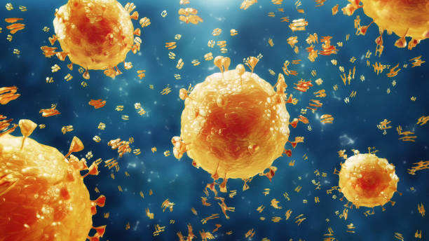 ウィルスのクローズアップ - hiv cell human cell retrovirus ストックフォトと画像