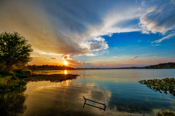 istock Sunset with sunbeam over Lake 1059694352