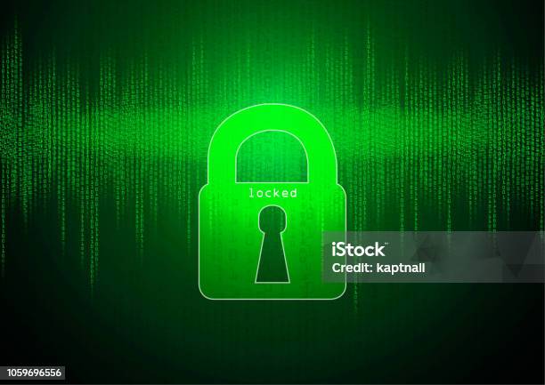 Computer Lock Green Locked Computer Screen Stock Illustration - Download Image Now - Green ...