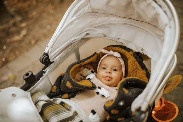 istock Baby girl lying in a stroller 1059697468