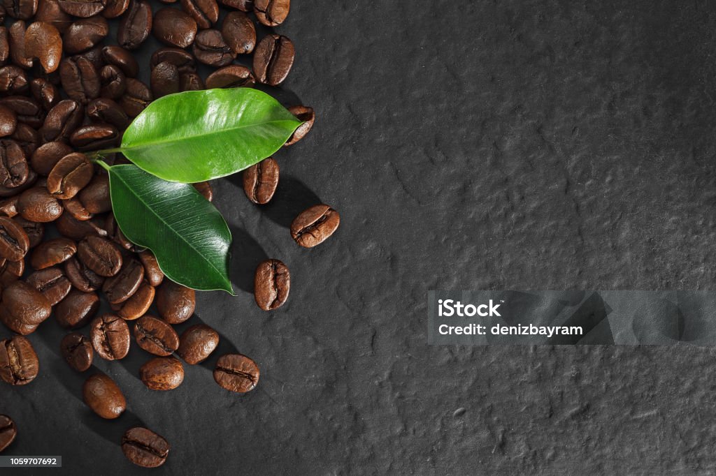 Coffee beans concept Coffee beans with stone ground Continental Breakfast Stock Photo