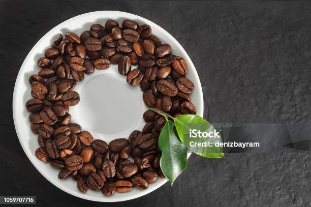 Coffee Plate Concept Stock Photo - Download Image Now - Bean, Black Coffee, Breakfast