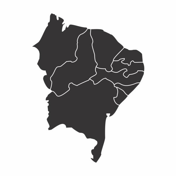Brazil northeast region Map of the Brazil northeast region isolated on white background northeast stock illustrations