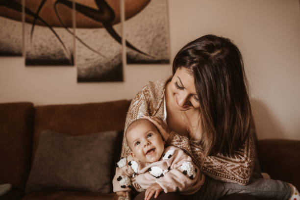 mother and daughter time - love growth time of day cheerful imagens e fotografias de stock