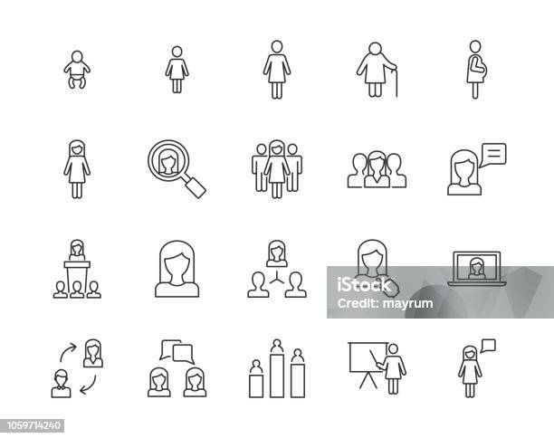 Women Vector Icons Stock Illustration - Download Image Now - Icon Symbol, Women, Pregnant