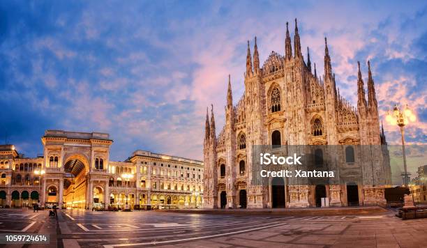 Milan Cathedral On Sunrise Italy Stock Photo - Download Image Now - Milan, Italy, Cathedral