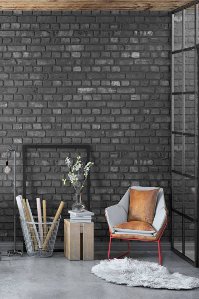 istock Contemporary home office interior with picture frame background template 1059725632