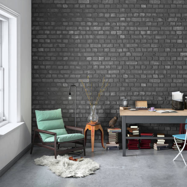 istock Contemporary home office interior background template 1059725640