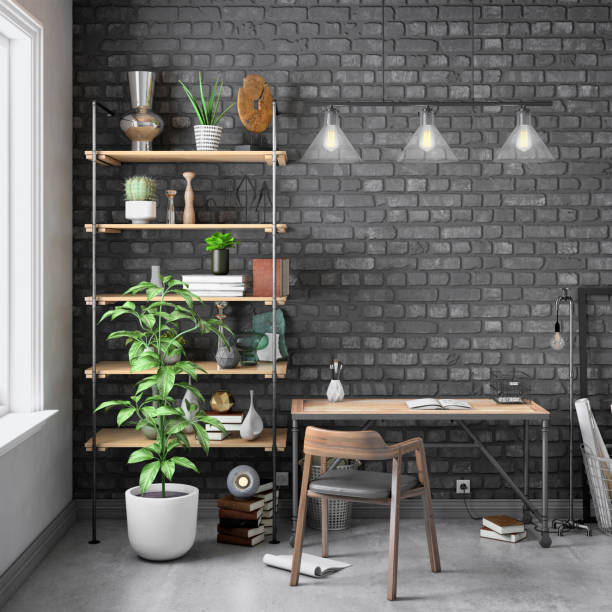 istock Contemporary home office interior background template 1059725644