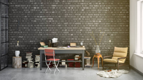 istock Contemporary home office interior background template 1059725668