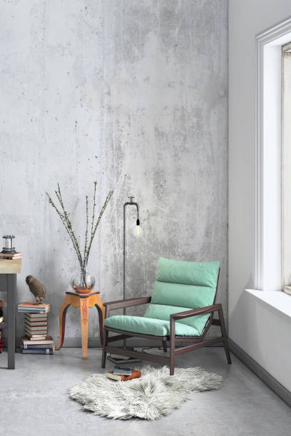 istock Modern home office interior with pastel colored chair 1059725678
