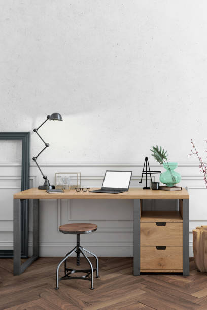 istock Contemporary home office interior background template 1059725684