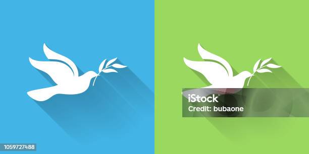 Dove Icon With Long Shadow Stock Illustration - Download Image Now - Symbols Of Peace, Dove - Bird, Animal Body Part