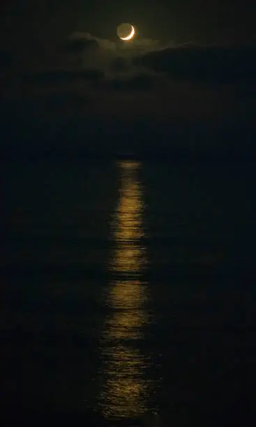 Moon Reflecting on the Pacific Ocean.