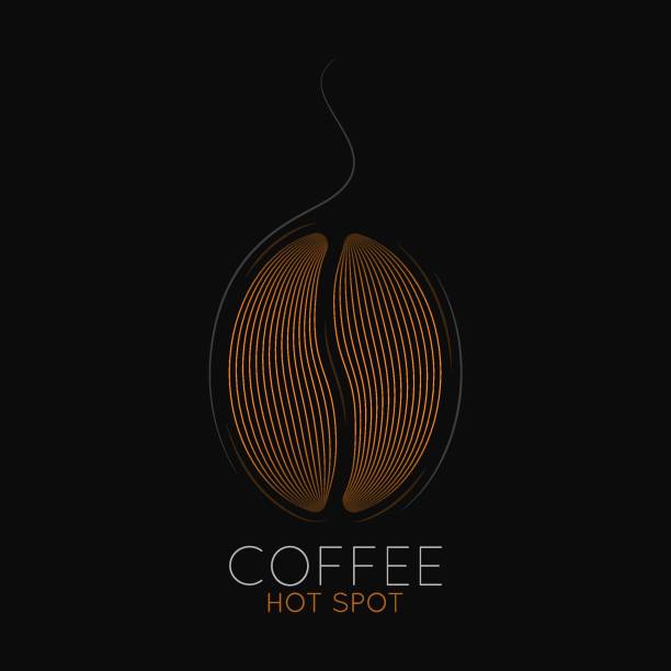illustrations, cliparts, dessins animés et icônes de logo de grains de café. étiquette de café ou de café sur fond noir - coffee coffee break cup break