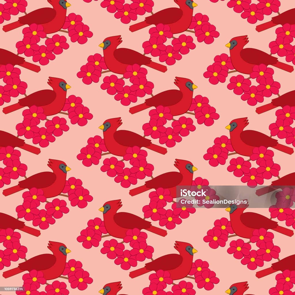 Cardinal Pretty Pattern Cardinal Pattern Stock Illustration - Download Image Now - Animal ...