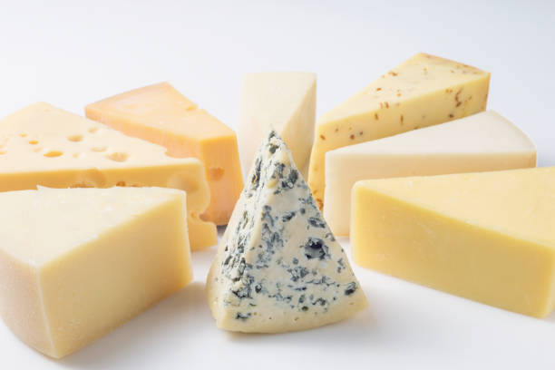 istock Different kinds of cheeses isolated on white background. 1059738300