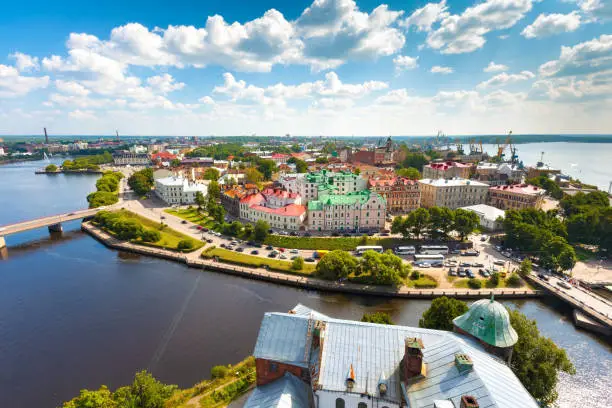 Photo of Panoramic view of the of the Vyborg city, Leningrad region, Russia.