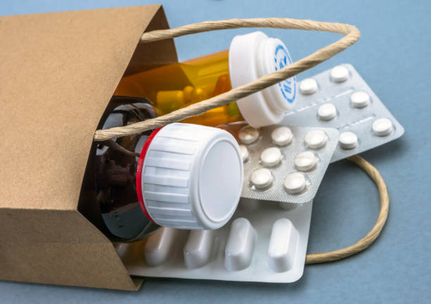 Bag with some medicines, consumer concept stock photo