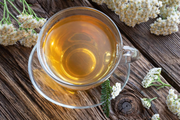 istock A cup of yarrow tea with fresh yarrow 1059753250