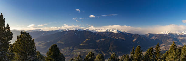 istock Very large horizontal mountain valley panorama in Italy 1059761760