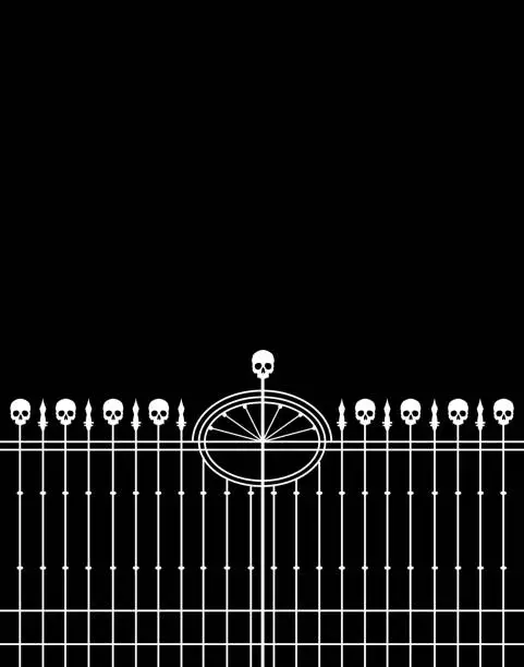 Vector illustration of Skull Heads Gate Background