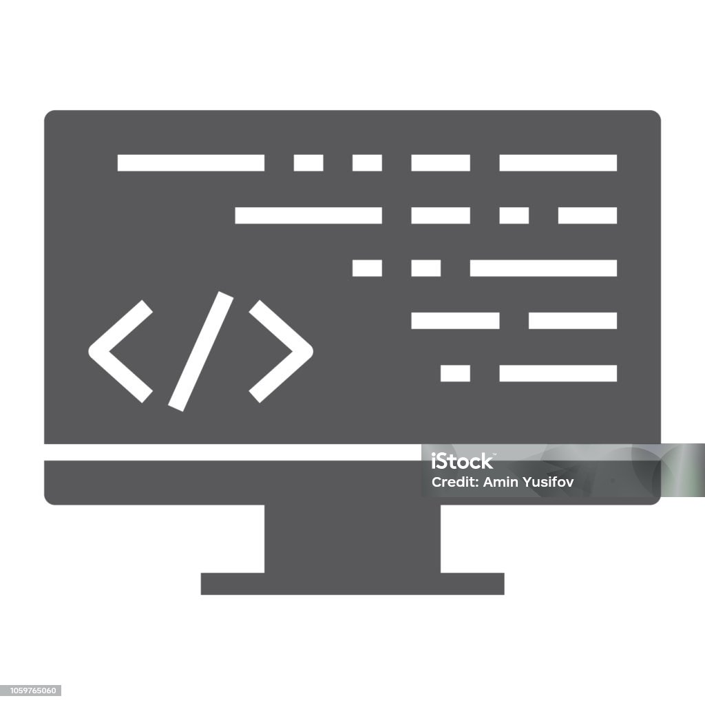 Coding Html Latar Putih Ikon Coding Glyph Pemrograman Dan Pengembangan Tanda Komputer Grafik ...