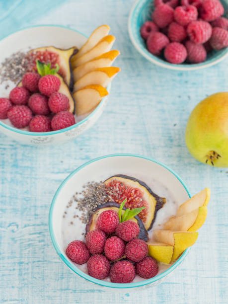 istock Smoothie bowl with fresh fruits, chia seeds, raspberry and fig 1059767504