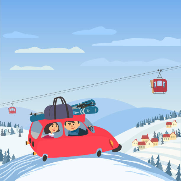 ilustraciones, imágenes clip art, dibujos animados e iconos de stock de vacaciones familia - christmas tree family winter art
