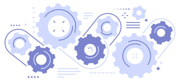 Gears Abstract Seamless abstract gears background pattern. engine illustrations stock illustrations