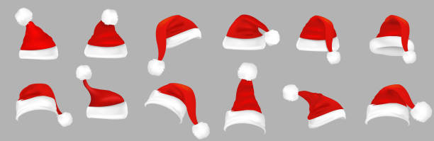 ilustraciones, imágenes clip art, dibujos animados e iconos de stock de sombrero de santa - christmas hat