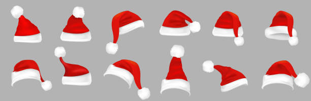 kapelusz świętego mikołaja - christmas hat stock illustrations
