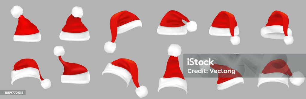 Santa Hat Santa Hat isolated on a grey Santa Hat stock vector