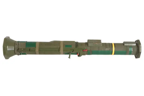 Photo of anti-tank rocket propelled grenade launcher isolated on white