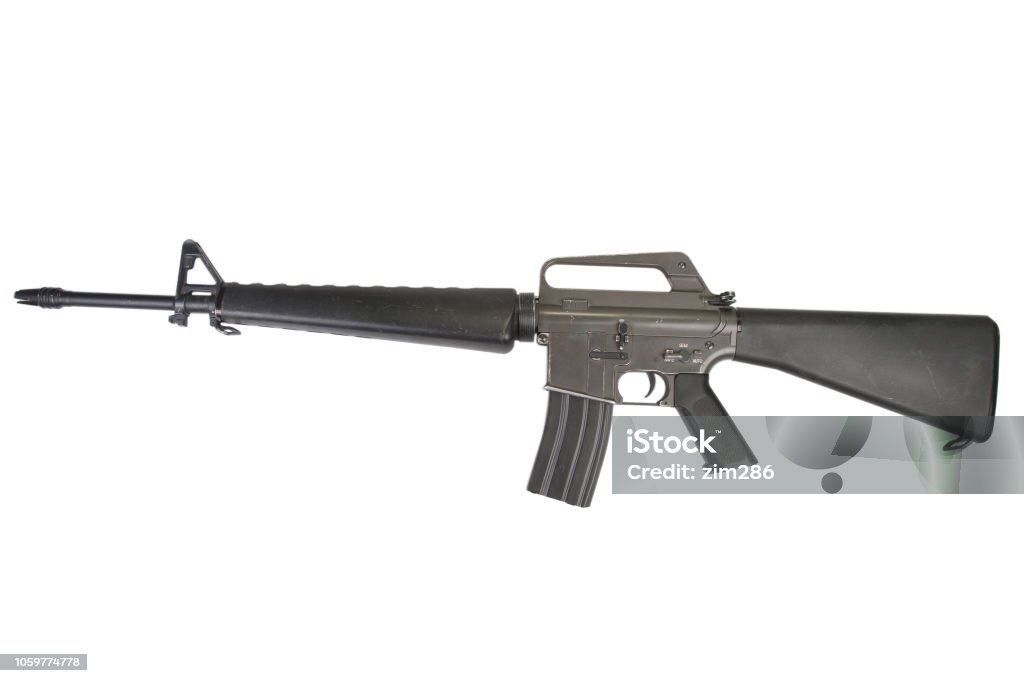 M16 rifle Vietnam War period M16 rifle Vietnam War period isolated on a white background M16 Stock Photo
