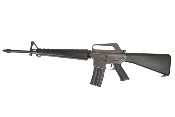 M16 rifle Vietnam War period M16 rifle Vietnam War period isolated on a white background special forces vietnam stock pictures, royalty-free photos & images