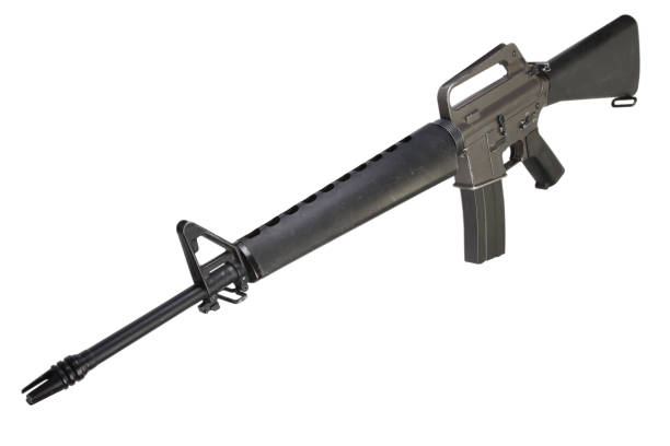 M16 rifle Vietnam War period M16 rifle Vietnam War period isolated on a white background special forces vietnam stock pictures, royalty-free photos & images