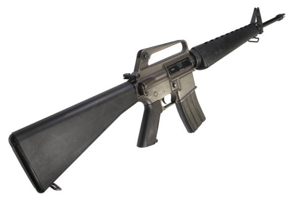 M16 rifle Vietnam War period M16 rifle Vietnam War period isolated on a white background special forces vietnam stock pictures, royalty-free photos & images