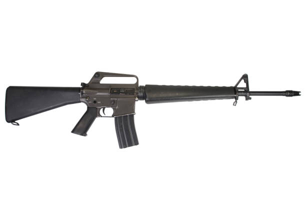 M16 rifle Vietnam War period M16 rifle Vietnam War period isolated on a white background special forces vietnam stock pictures, royalty-free photos & images