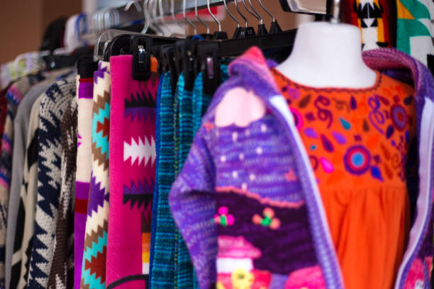 istock Santa Fe, NM: Vibrant Mexican Clothing and Blankets for Sale 1059778358