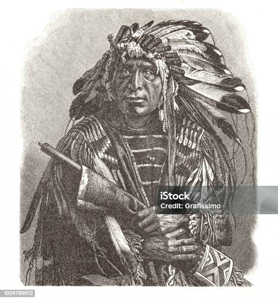 Dakota Chief Native American Portrait Illustration Stock Illustration - Download Image Now - Indigenous Peoples of the Americas, Chief - Leader, Indigenous North American Culture