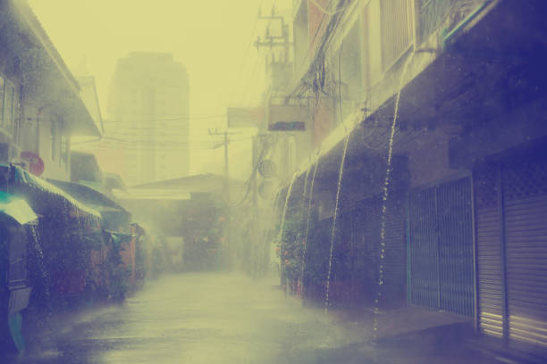 istock Heavy rain with town home 1059794634