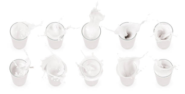 set of different splashes of milk