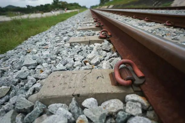 Photo of landscape of railway from the ground  in thailand