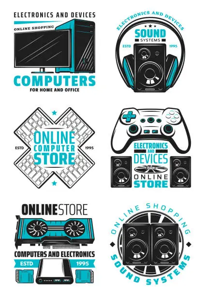 Vector illustration of Audio, video home appliance and devices