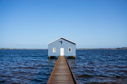 Perth, Australia - September 30th, 2018: A house on the Swan river that call Blue Boat House