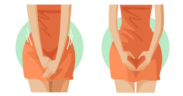 ilustrações de stock, clip art, desenhos animados e ícones de feminine hygiene - abdomen gynecological examination women loving